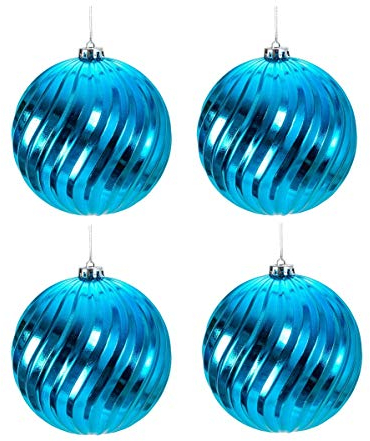 4 Stück Große Weihnachtskugel Türkis Ø 15 cm Dekokugel zum Hängen