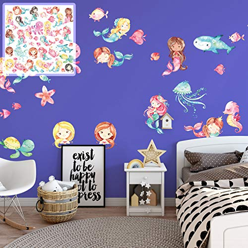 XXL Wandtattoo Meerjungfrauen mermaid Set verschiedene Motive| Kinderzimmer Aufkleber bunt Wanddeko Meerjungfrauen mermaid
