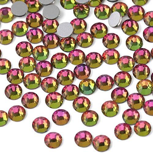 Beadsland 1440 PCS Flat Back Crystal Rhinestones Round Gems for Nail Art and Craft Glue Fix, Rainbow(SS16(3.8-4.0mm))