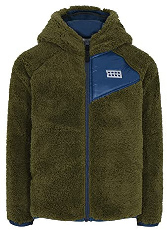 LEGO Jungen Wear Jungen Teddy Fleece Jacke mit Kapuze und Taschen, Dunkle Khaki, 86
