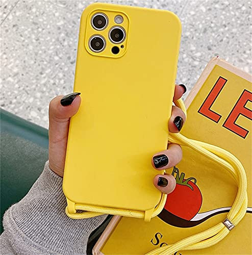 Alihtte Handykette Handyhülle kompatibel mit iPhone 6 mit Kordel zum Umhängen Necklace Hülle Ultra dünn Stoßfest Silicone Schutzhülle mit Band Schnur mit Case für Apple iPhone 6S, Gelb