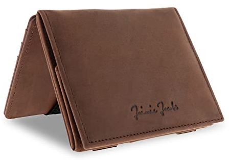 Jaimie Jacobs Flap Boy - Das Original Magic Wallet mit Münzfach RFID-Schutz Magischer Geldbeutel magisches Portemonaie Brieftasche mit Kleingeldfach Herren echtes Leder (Büffelleder Braun)