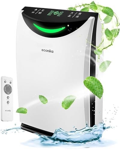 ECONIKA Air Purifiers for Large Room - 4 in 1 Humidifier and Air Purifier in One - H13 True HEPA Air Purifier - Ionizer and UV-lamp - Covers Up to 700 Sq.Foot Home Air Cleaner