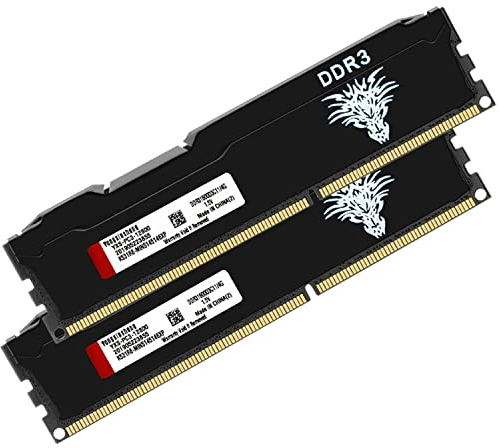 DDR3 8GB Kit (2x4GB) Desktop Ram 1600MHz PC3-12800 Dimm Non-ecc Unbuffered 1.5V 2Rx8 Dual Rank 240 Pin CL11 PC Computer Memory Udimm Componenti Memoria Upgrade Module Kit (Nero)