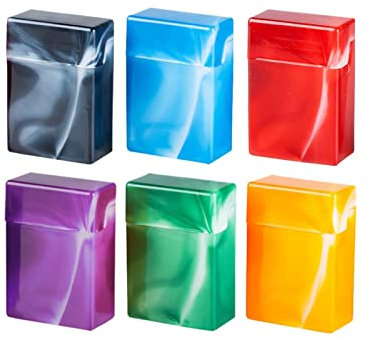 Zigarettenbox XXL für 32 Zigaretten Big Pack MAXI Etui Kunststoff marmoriert stabil und sehr leicht (Bunt - alle 6 Boxen)
