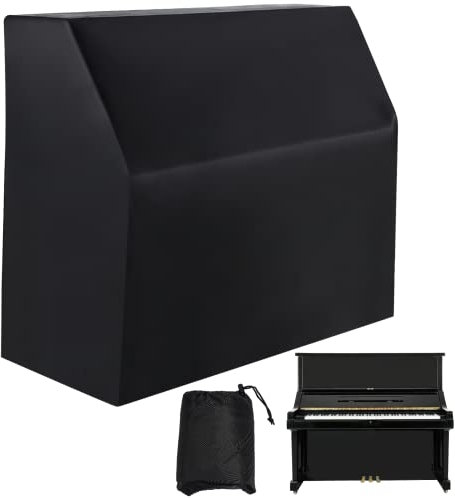 Housse de protection pour piano vertical, couverture complète anti-poussière, imperméable, revêtement argenté, tissu Oxford noir, bloque la lumière du soleil, l'humidité, la poussière