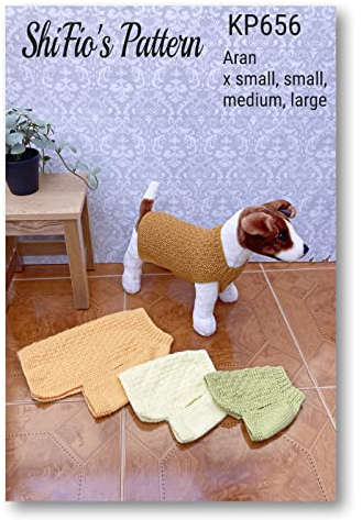 Strickmuster für Hunde Pullover, 4 Größen inklusive, Aran-Garn, Größen sind XS, S, M und L, Hundepullover Aran Garn Strickmuster, Buch, Heft, Buch, Anleitung, KP656