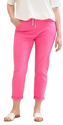 TOM TAILOR Damen Plussize Tapered Relaxed Hosemit Kordelzug , carmine pink, 44/28