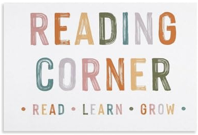 Reading Corner Read Learn Grow – ungerahmt – Wandkunst, Dekoration, Zitat, Heimdekoration, Druck für Badezimmer, Schlafzimmer, Poster, Plakette, Bar, Pub, Club, Café, 40 x 60 cm
