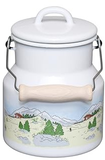 Riess, 0449-184, Allzweckkanne mit Emaille Deckel und Holzgriff 1L, Country, LANDLUST, Vol. (rec.): 1,8 Liter, Made in Österreich, LBH: 15,1x13,3x25,7cm, 0,846kg, Kanne mit Henkel, Deckel