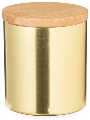 Duftkerze im Glas mit Deckel aus Bambus mit Vanilleduft (Gold)