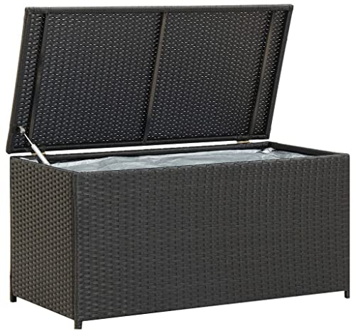 Willood Gartenbox Poly Rattan 100x50x50 cm Schwarz