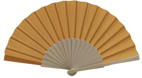 MAPIMANIA - Ventaglio Legno Pieghevole in Tessuto Color Arancione, Ventagli Matrimonio Personalizzati, Ventaglio Giapponese Resistente, Gadget Cerimonia