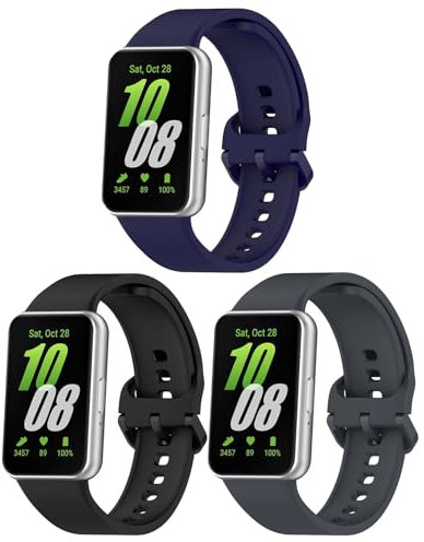 Garmcool Cinturino Compatibile per Samsung Galaxy Fit 3 Cinturini Nero Blu Grigio Regolabile Sportivo Ricambio Braccialetto Smartwatch per Galaxy Fit 3 SM-R390 (nessun Tracker)