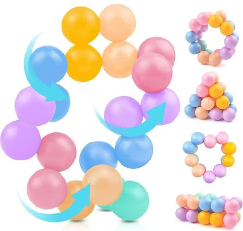 COMVASTARS 3D Puzzleball Sensorisches Spielzeug für Büro-Schreibtisch - Knobelspiele zum Abbau von Stress - All-in-One-Anti-Stress-Spielzeug aus 20 Kugeln - Form Nach Belieben änderbar (Rosa)