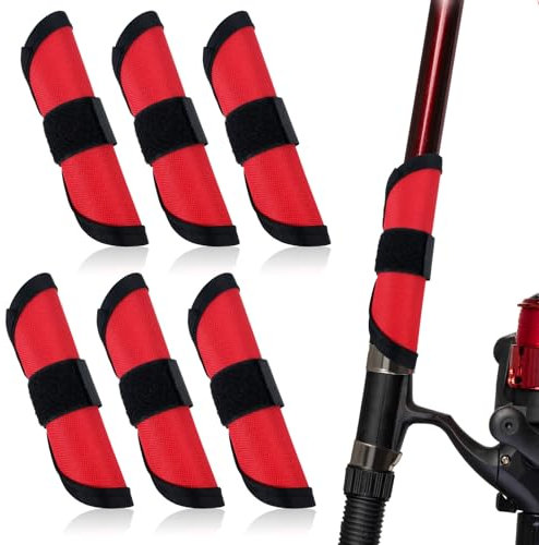 6Pcs Fishing Lure Wraps, Fishing Hook Covers with Tangle-Free Safety, 5.9Inch Lure Wrap for Fishing Lover, Durable Lure Covers for Bait Storage, Fish Hook Storage Protectors, Keeps Fish Safe (Red)