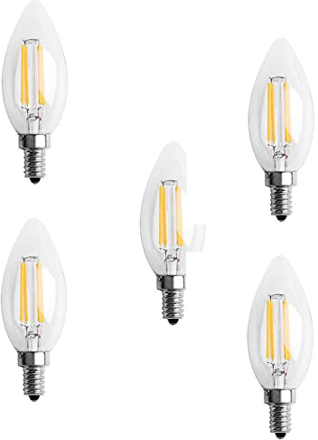 ISTOVO 5X Dimmbare E12 4W COB Kerze Flamme Filament LED Glühbirne Lampe 10 x 3,5 cm
