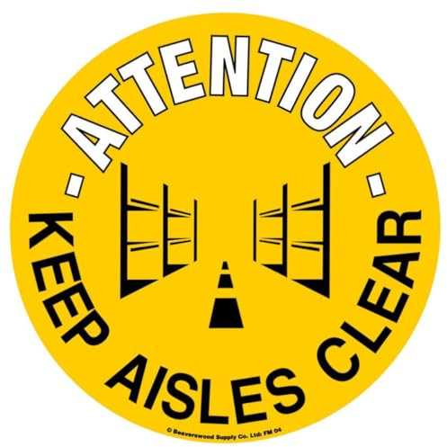 Floor Graphic Markers, Floor Stickers, Floor Adhesive Sign, Warning Stickers, Safety Signs - 430mm dia. - Keep Aisles Clear