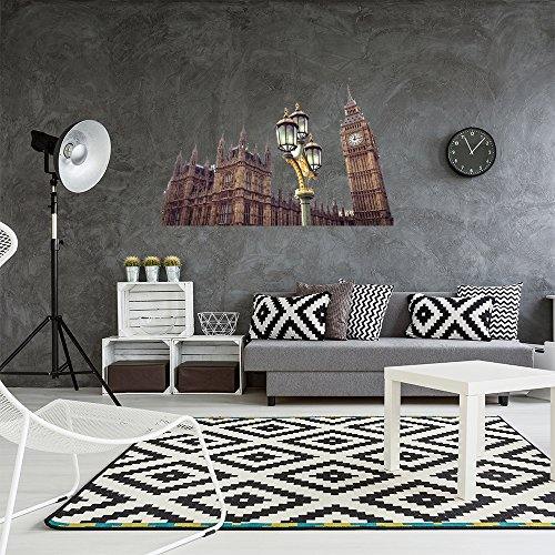 Wandtattoo Aufkleber Wandtattoo 3d Big Ben | verschiedene | robust und leicht Design-Anwendung | mehrfarbig | Sticker Adhesive Dekorative elegante| 110X145 cm