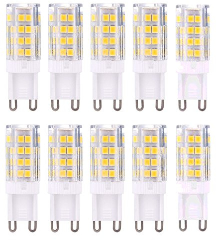 Pack de 10 bombillas G9 LED 3000 K 2835 SMD, CA 220 – 240 V, CRI > 82, bombilla de cerámica LED, ángulo de haz de 360 °, blanco cálido, 5w Warmweiß, G9, 5.00W, 220.00V