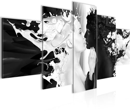 Runa Art - Bilder Milk und Coffee 200 x 100 cm 5 Teilig XXL Wanddekoration Design Schwarz Weiss 005051b