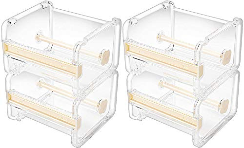 molshine,confezione da 4 dispenser di nastro adesivo trasparente visibile da tavolo multi Washi,taglia nastro,supporto per nastro in rotolo (non includere nastro adesivo) (Beige)