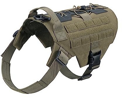 EXCELLENT ELITE SPANKER Taktisches Hundegeschirr Molle für Kleine Mittlere Große Hunde - Militärisches Atmungsaktives No Pull Hundegeschirr (Olivgrün-S)