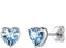 Suplight Damen Ohrringe 925 Silber Herz Ohrstecker mit Aquamarin Geburtsstein März Earrings hellblau Zirkonia Ohr Piercing Kristall Ohrschmuck Accessoire für Geburtstag
