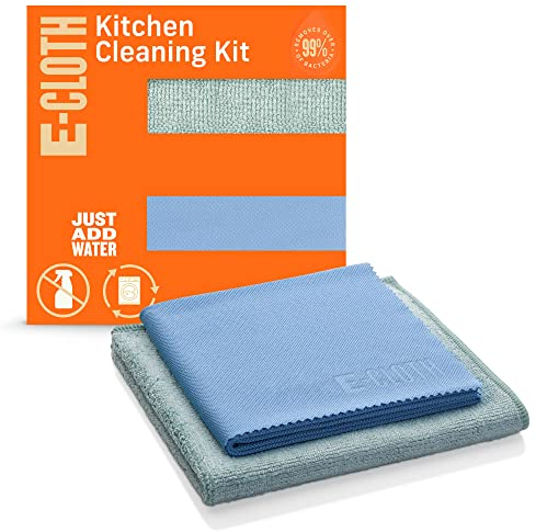 E-Cloth Kit de Limpieza de Cocina, paño de Limpieza de Microfibra Estropajo, Suministros de Limpieza Ideales para fregaderos de Cocina y fregaderos de Platos, Promesa de 100