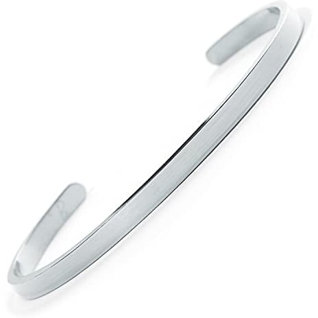 BERGERLIN Schlichter Armreif aus Edelstahl in Silber