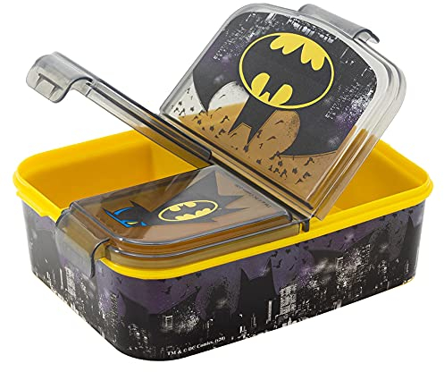 Fiambrera premium Batman con 3 compartimentos, fiambrera Bento para niños, ideal para la escuela, la guardería o el tiempo libre