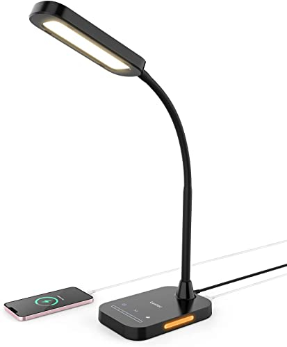 Lastar LED Desk Lamp, 12W Dimmable Table Lamp with USB Charging Port, 7 Brightness Levels, 5 Color Temperatures, Touch Control, Timer, Night Light, Memory Function Desk Light for Study