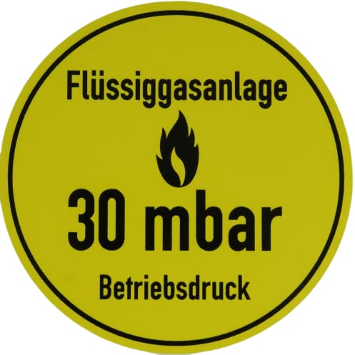 Betriebsdruckaufkleber 30 mbar Aufkleber Gas Druck Pflicht für G607 Gasabnahme Gasprüfung