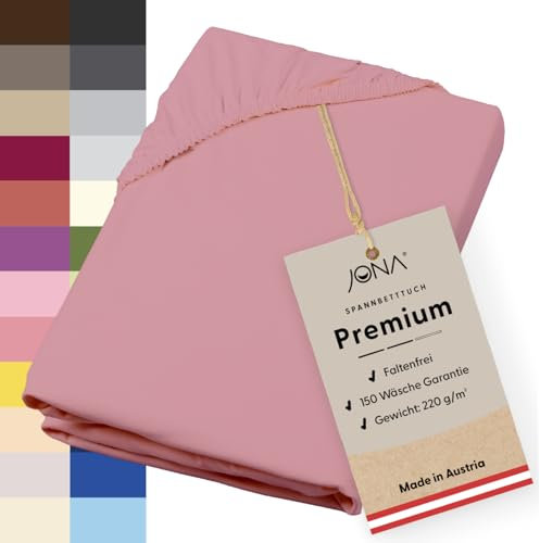 JONA SLEEP® Premium Spannbettlaken (180-200 x 200 cm) Jersey Baumwolle Dunkelmattrosé - 220 g/m² - ÖKO-TEX 100 zertifziert - Made in Austria