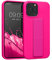 kwmobile Handyhülle kompatibel mit Apple iPhone 13 Pro Max - Hülle mit Fingerhalter und Standfunktion - Silikon Case Handy Cover in Neon Pink