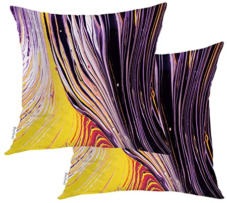BaoNews Kissenbezüge, abstrakt, Acryl-Malerei, Gelb, Kunst, Kissenbezug, digital, versteckter Reißverschluss, dekorative Kissenbezüge für Haar, Haut, quadratisch, 45,7 x 45,7 cm, 2 Stück