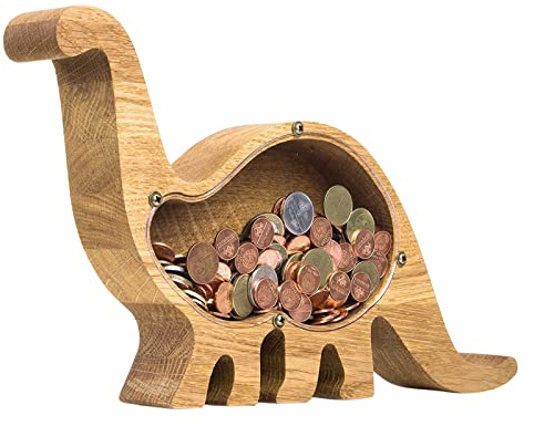 RoxNvm Langhalsdrachen Spardose, abnehmbare Spardose für Kinder, personalisierte Spardose aus Holz, Sparbüchse Münze für Jungen Kinder Mädchen Geschenke