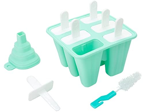 CUQOO Ice Lolly Moulds with Sticks – 6 Pack Cavity Reusable Silicone Mould for Popsicles, Ice Cream, Lollipops & Chocolate – BPA & Easy-Release Ice Lollies Maker for Kids & Adults