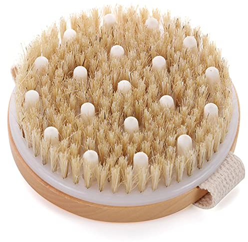 Massagebürste, Körperbürste Naturborsten, Cellulite Bürste, Trockenbürste Körper Peeling Bürste, Badebürste, Trockenmassage Bürste, Peelingbürste Reduziert Cellulite und Verbessert Lymphfunktionen