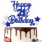 Gidobo 21st Birthday Cake Toppers, Blue Glittery Cake Decorations with Stars, Twenty-One Years Old Birthday Party Supplies for Men and Women