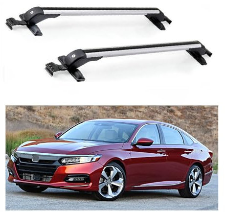 2 x Querstangen kompatibel mit Honda Accord 2018-2022 Dachgepäckträger mit Schloss (Silber)