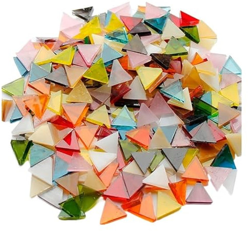Tesselles mosaique Mosaïque en verre Transparent, Triangle teint, pièce de mosaïque à faire soi-même, pierre de fabrication, 100g Mosaique verre (Color : B)