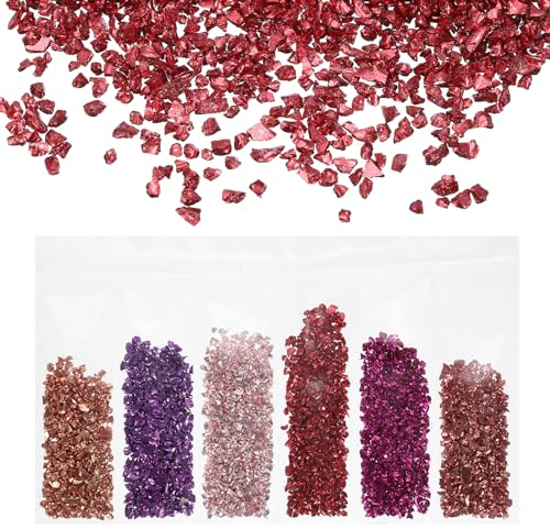 sourcing map Crushed Glass High Luster Chips 1-3mm 30g Broken Glass Pieces Irregular Glass Metallic Crystal Chips for Nail Arts Craft DIY Vase Resin Filler Jewelry Making, Multicolor