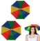 Semazz Regenschirmhut,2 PCS Regenbogen Sonnenschirm Kopf Angeln-Regenschirm-Hut mit Elastischen Bändern Verstellbarer Regenschirmmütze Sonnenschirm für Erwachsene Kinder Outdoor Angeln Gartenarbeit