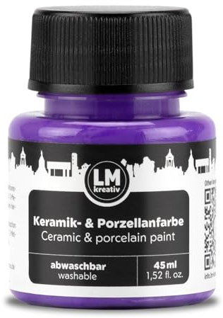 LM-Kreativ Peinture céramique et porcelaine 45 ml – Violet – Passe au lave-vaisselle Peinture pour verre et céramique, idéale pour peindre des tasses, peindre la céramique, projets créatifs sur verre,