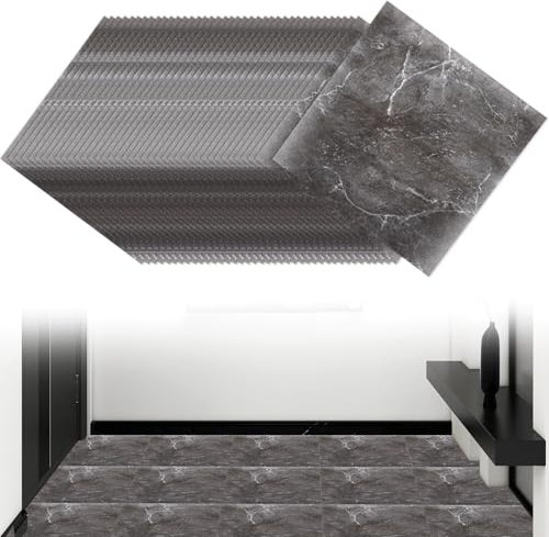 DAJAVE 40 Stück PVC-Bodenbelag Selbstklebend, 30x30cm Vinylboden, Rutschfest, Wasserfest, Wohnzimmer