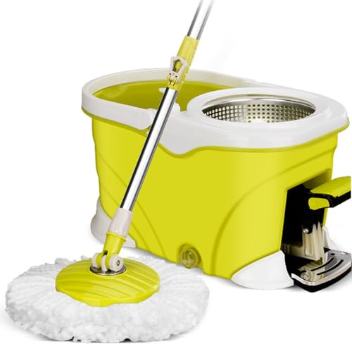 Pedal de pie Spin Mop con Acero Inoxidable Bucket Set - solución de Limpieza sin Esfuerzo,B