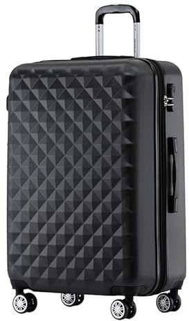 BEIBYE Zwillingsrollen 2066 Hartschalen-Koffer: 15 Farben, ABS-Kunststoff, Zahlenschloss mit Doppelreißverschluss, Exklusive Innenausstattung und umfangreiche Funktionen(Schwarz, XL)