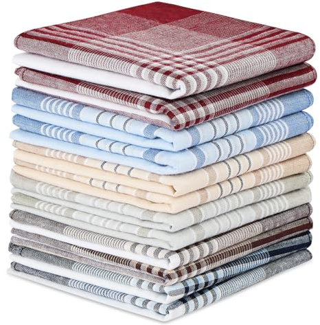 URAQT Taschentücher Herren 40cm x 40cm, Herrentaschentücher Karomuster, Handkerchief Wiederverwendbar, Hochzeits- und Herrengeschenke