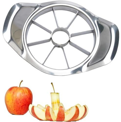 XINCHENG Stainless Steel Apple Cutter with 8 Sharp Blades, Heavy Duty Fruit Slicer Divider with Non-Slip Handles, Apple Slicer Cutter & Corer for Apples, Pears and Onions (Silver)